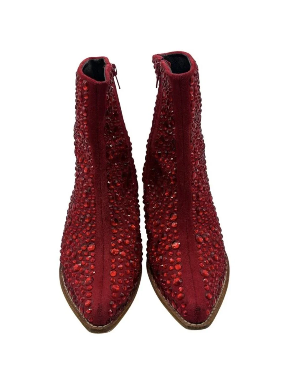FREE PEOPLE x JEFFREY CAMPBELL Boots Women’s 7.5 M Heels Red Rhinestone Studded